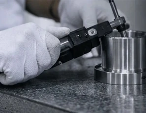 Maßprüfszene — illustratives Bild, kein Kundenteil oder Fabrikfoto von VETCNC