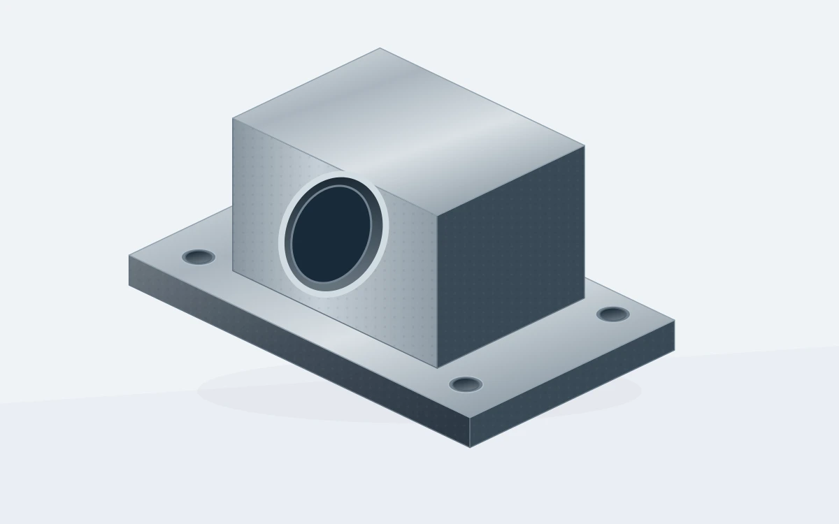 Bearing housings geometry, showing a contrast between unfinished body surfaces and machined features