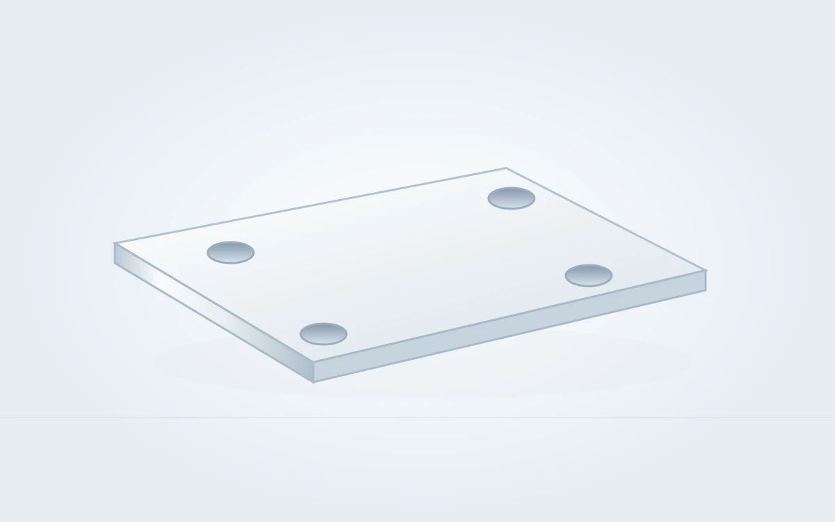 Interface plates and guide strips geometry; material identity and dimensions are not represented