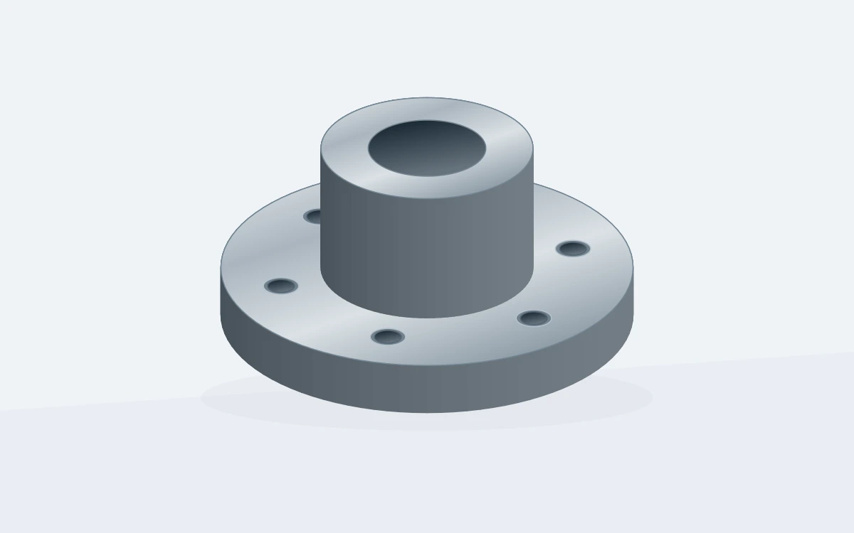 Hubs and mounting flanges geometry, showing a contrast between unfinished body surfaces and machined features
