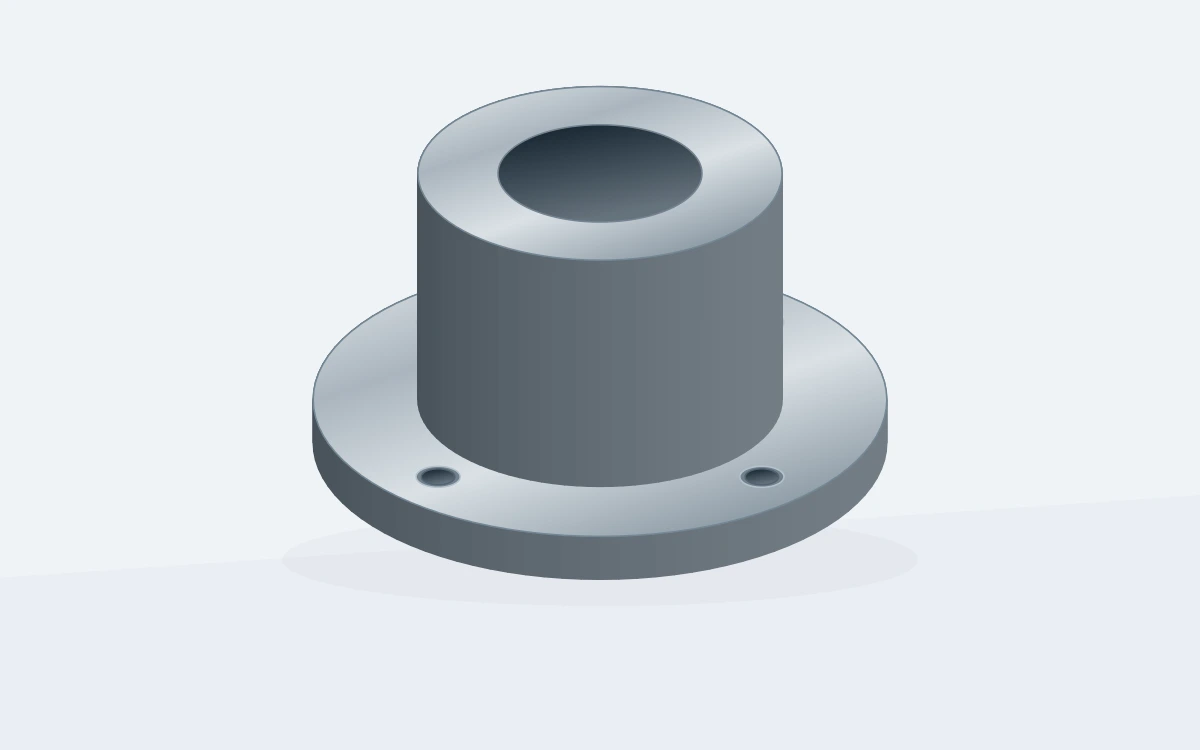 Flanged bushings and sleeves geometry, showing a contrast between unfinished body surfaces and machined features