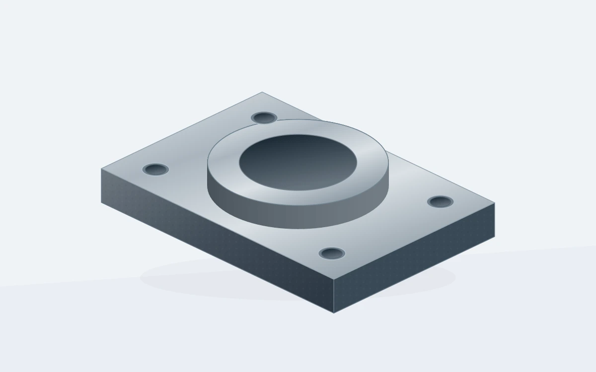 Covers and bearing end plates geometry, showing a contrast between unfinished body surfaces and machined features