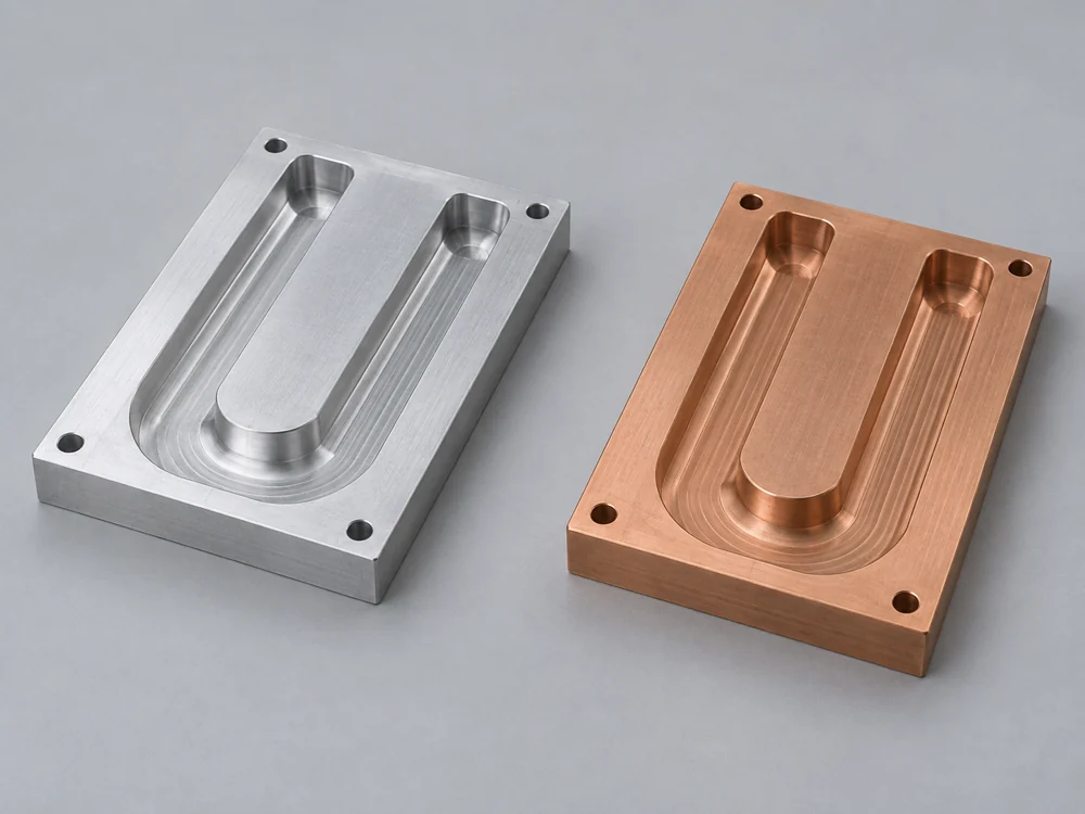 Kanalkörper aus Aluminium und Kupfer mit vergleichbarer Geometrie