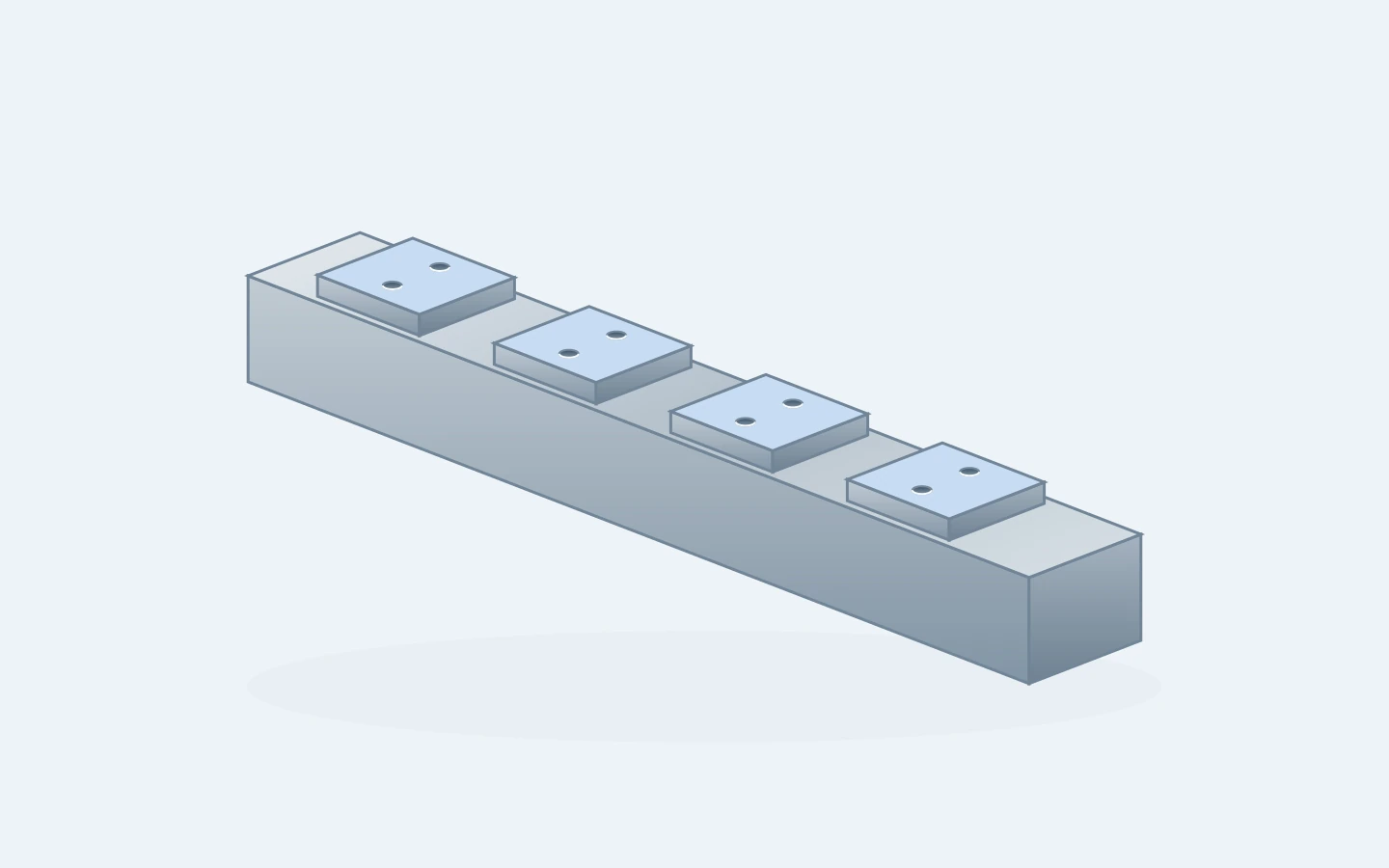 Long rail blank with separate mounting pads and bolt holes