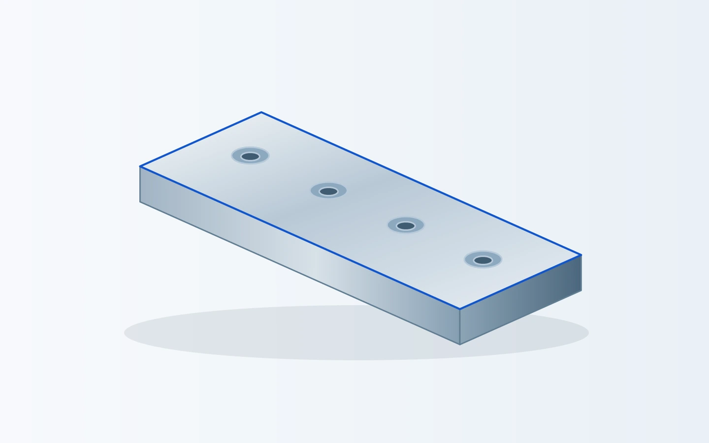 A rectangular wear-plate with recessed mounting holes