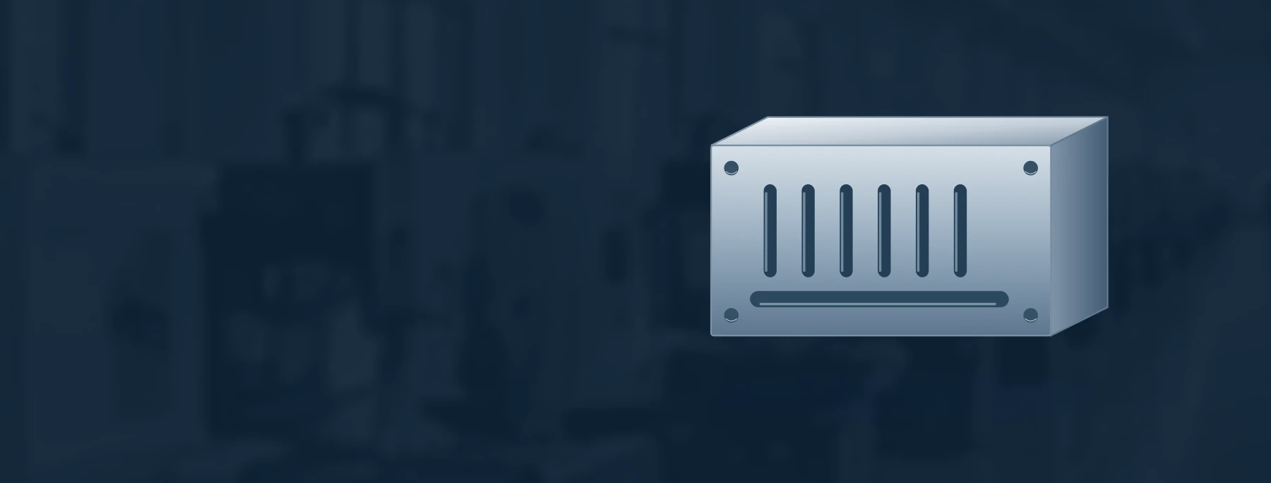 Slotted component with fine features against a workshop background