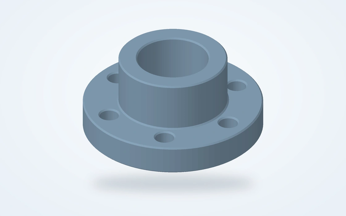 Flange adapter with a central bore, locating diameter and bolt circle