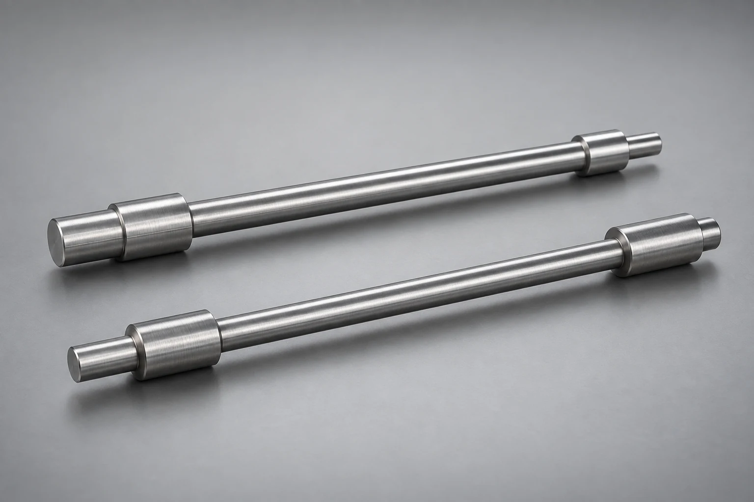Two straight slender metal shafts with small stepped shoulders near their ends.