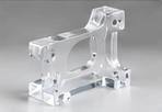 Clear mounting bracket — AI illustration, not a vetcnc photograph or a verified PMMA sample
