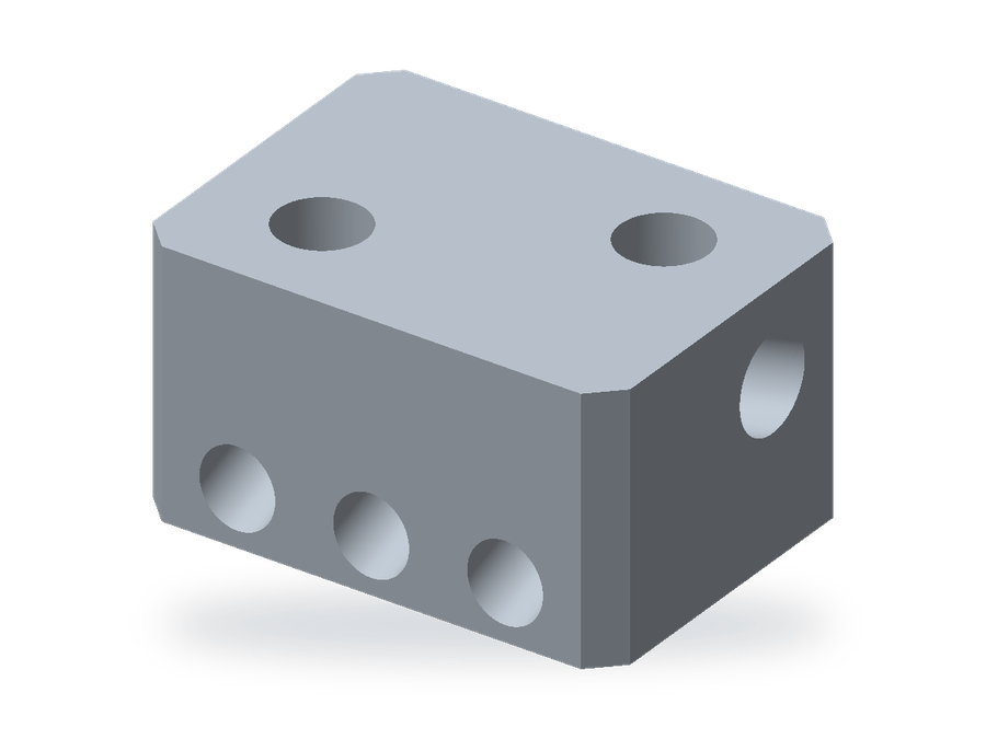 Illustrative geometry of multi-port machined blocks; not a manufactured brass part or customer case study