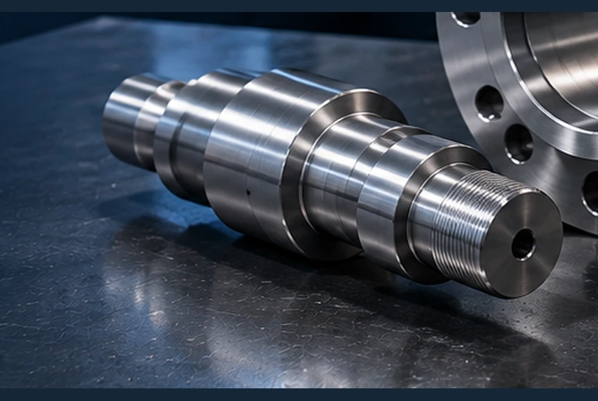 Illustrative stepped shaft with a threaded end — AI-generated illustration, not a vetcnc photograph