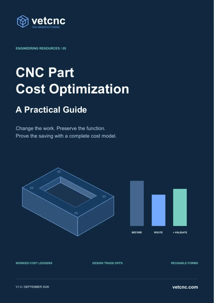 Cover of CNC Part Cost Optimization: A Practical Guide by VETCNC