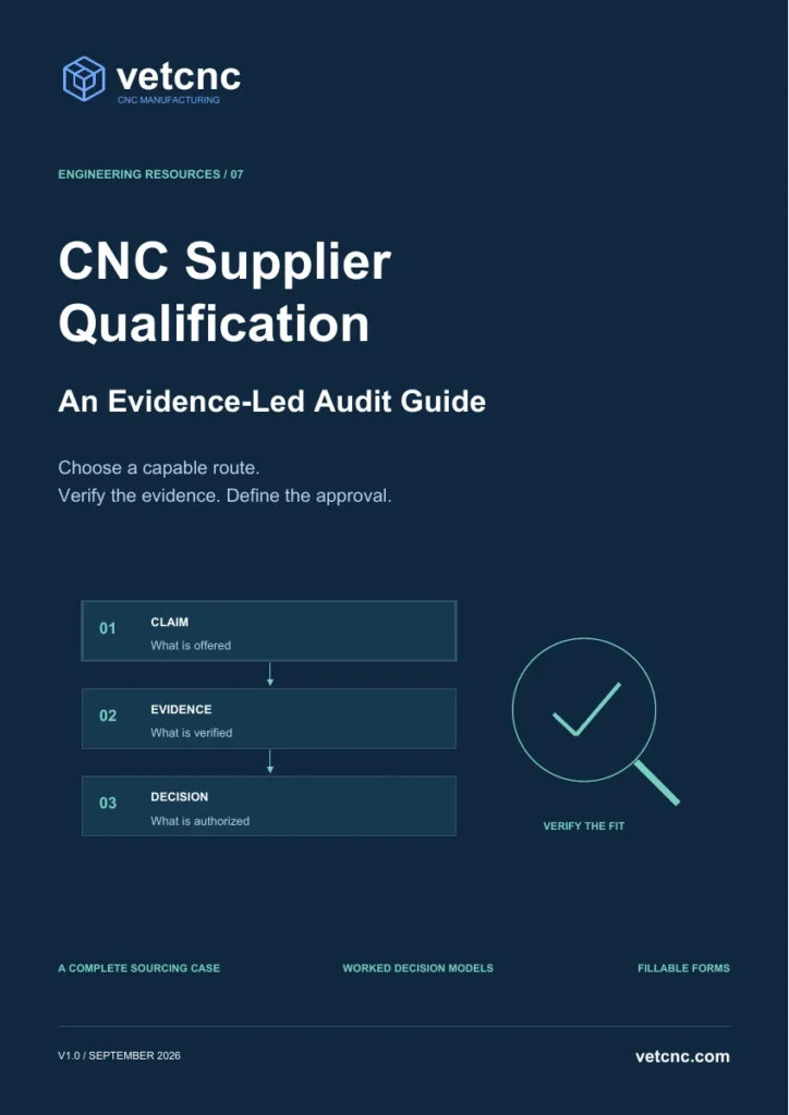 Cover of CNC Supplier Qualification: An Evidence-Led Audit Guide by VETCNC