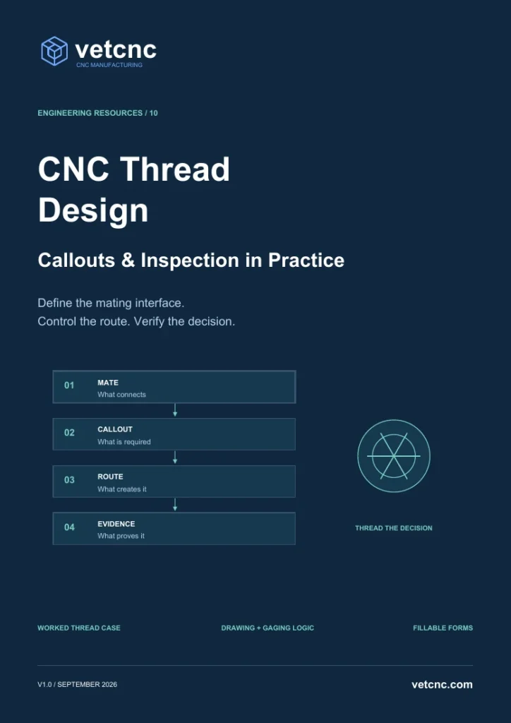 Cover of CNC Thread Design, Callouts & Inspection: A Practical Guide by VETCNC