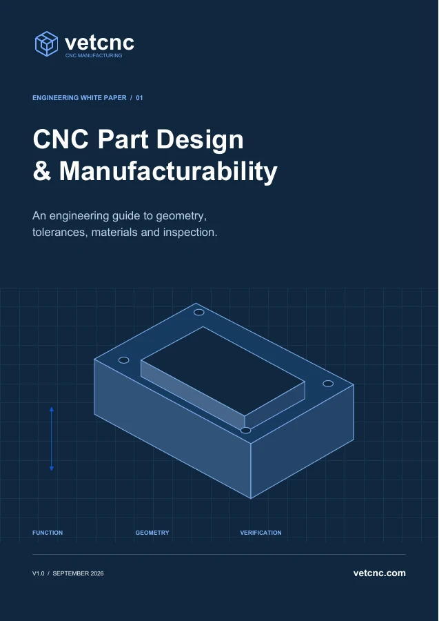 Cover of the VETCNC CNC Part Design & Manufacturability white paper