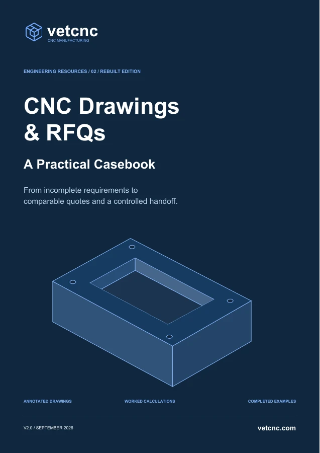 Cover of CNC Drawings & RFQs: A Practical Casebook, V2.0, by VETCNC